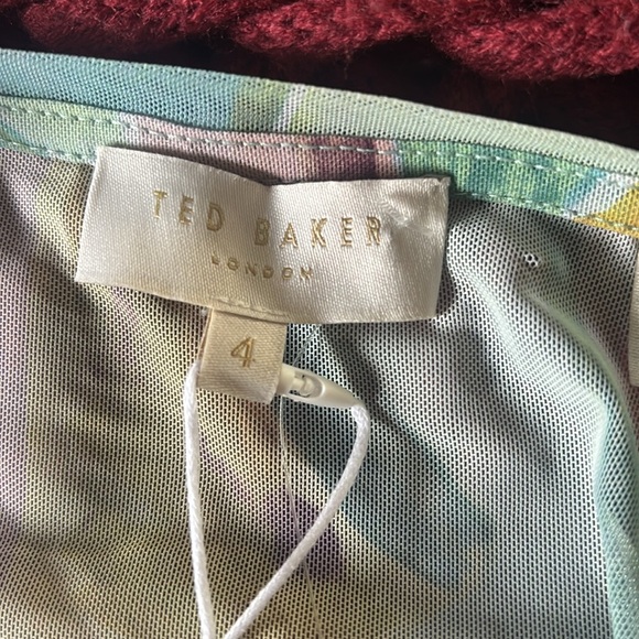 Ted Baker Amelia Multi   Green  Ruched Wrap Mini Dress - Picture 11 of 11